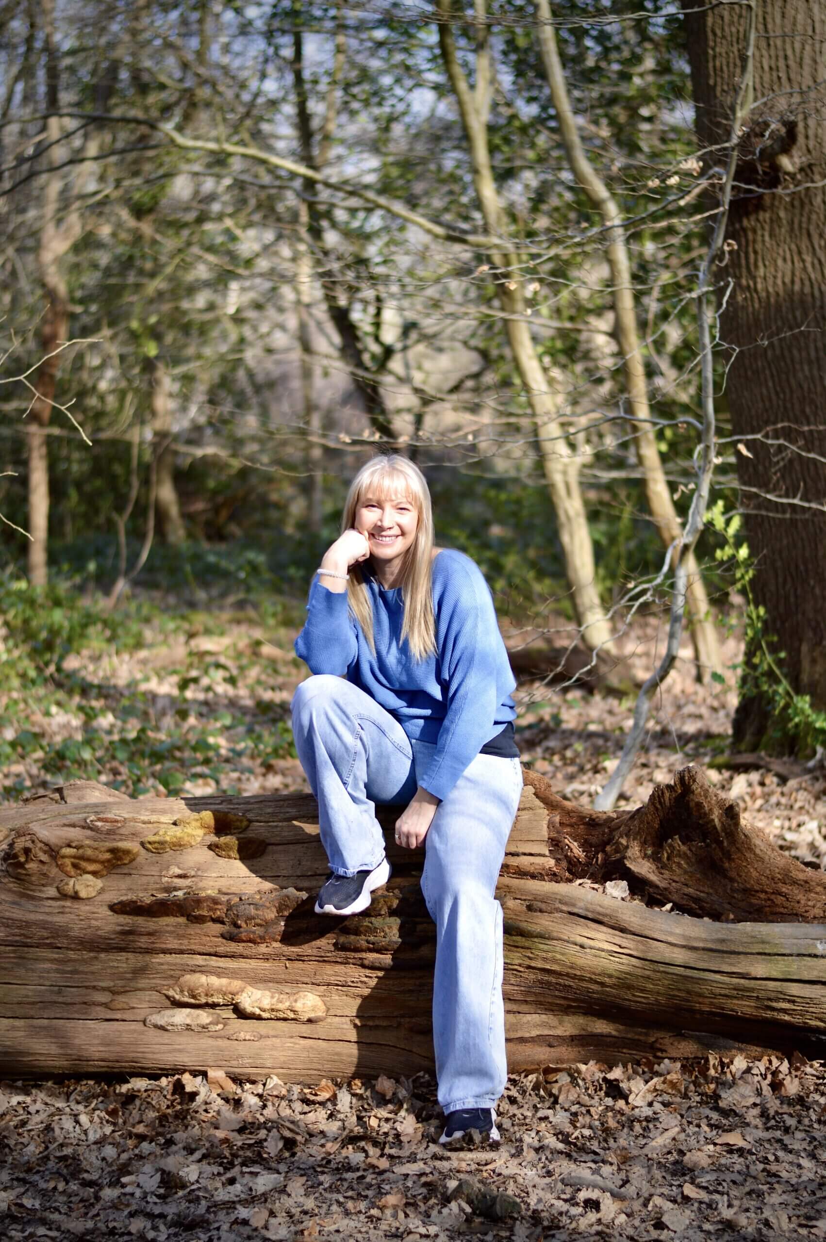 Becky Stone seated and smiling, offering trauma-informed counselling for eating disorders, depression, and emotional wellbeing in Canterbury.