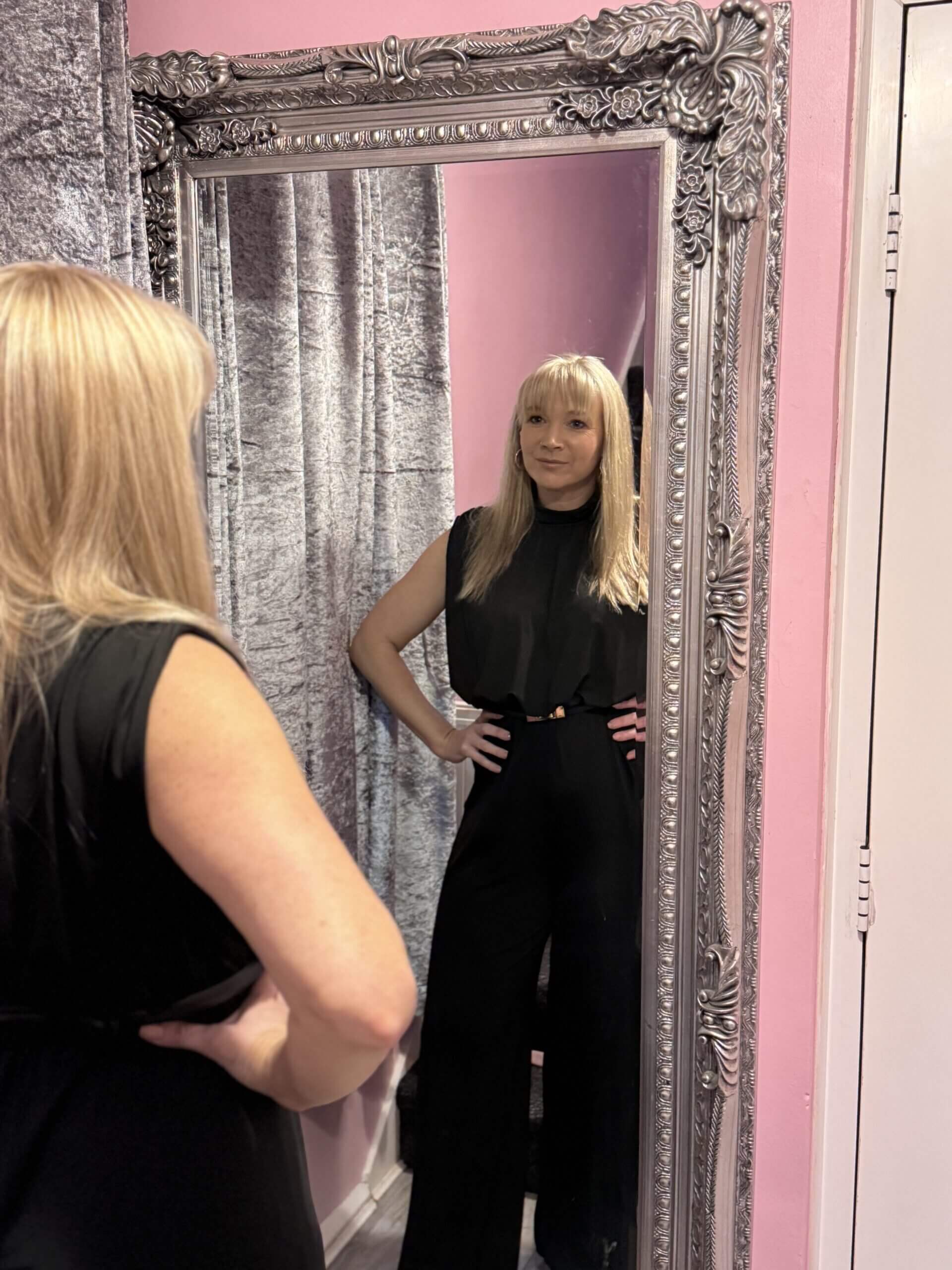 Becky Stone, Canterbury therapist, smiling and offering support in body image therapy for clients who struggle with their reflection in the mirror.<br />
