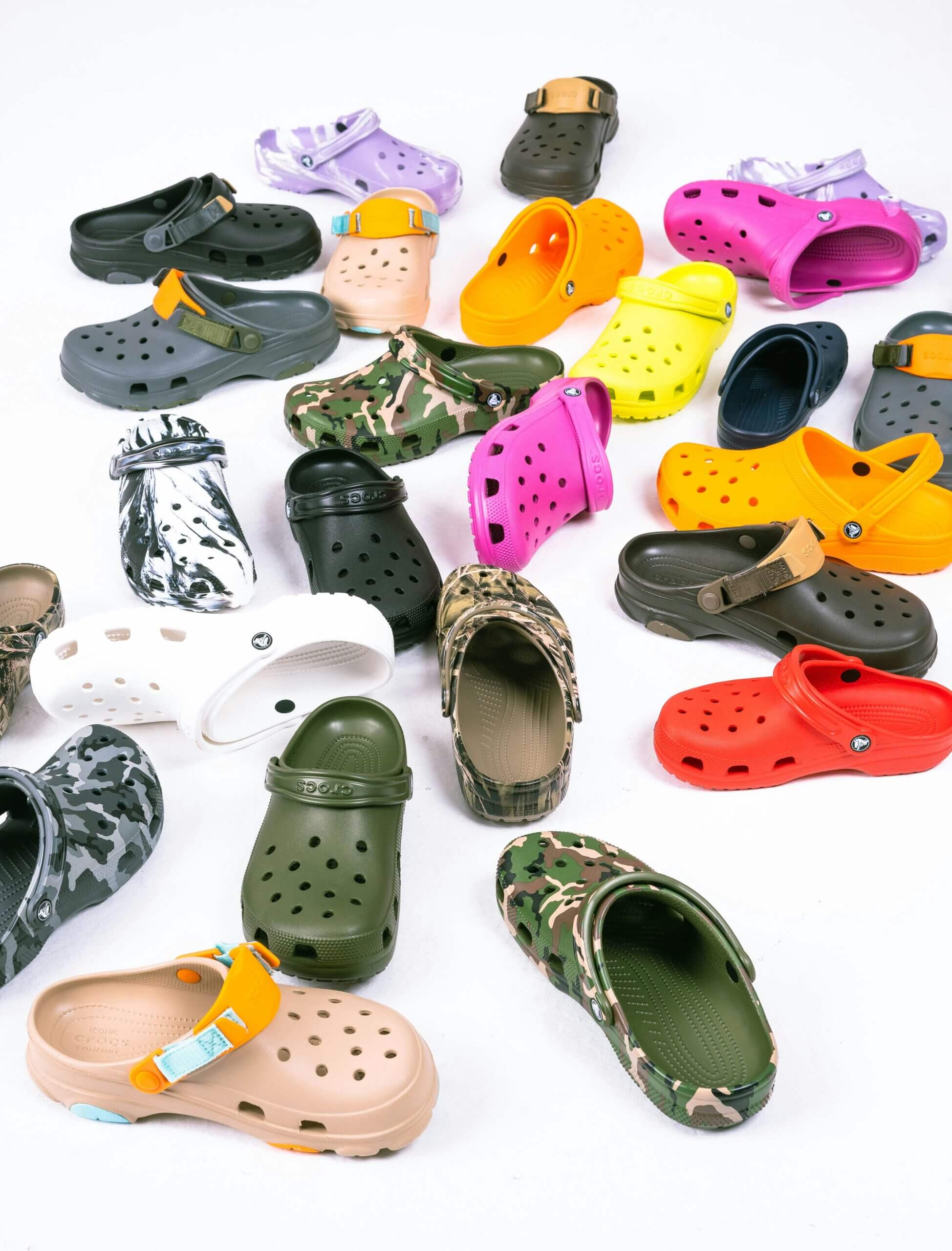 ADHD Impulse Buying – Crocs and Dopamine Chasing Flatlay of colourful Crocs symbolising ADHD impulse buying, dopamine-seeking behaviour, and neurodivergent self-soothing