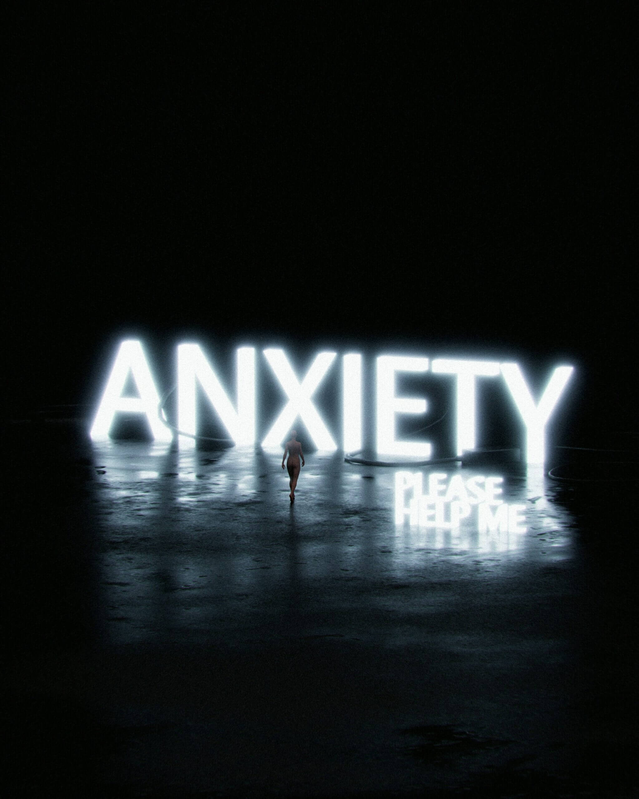 Anxiety text graphic highlighting mental health struggles
